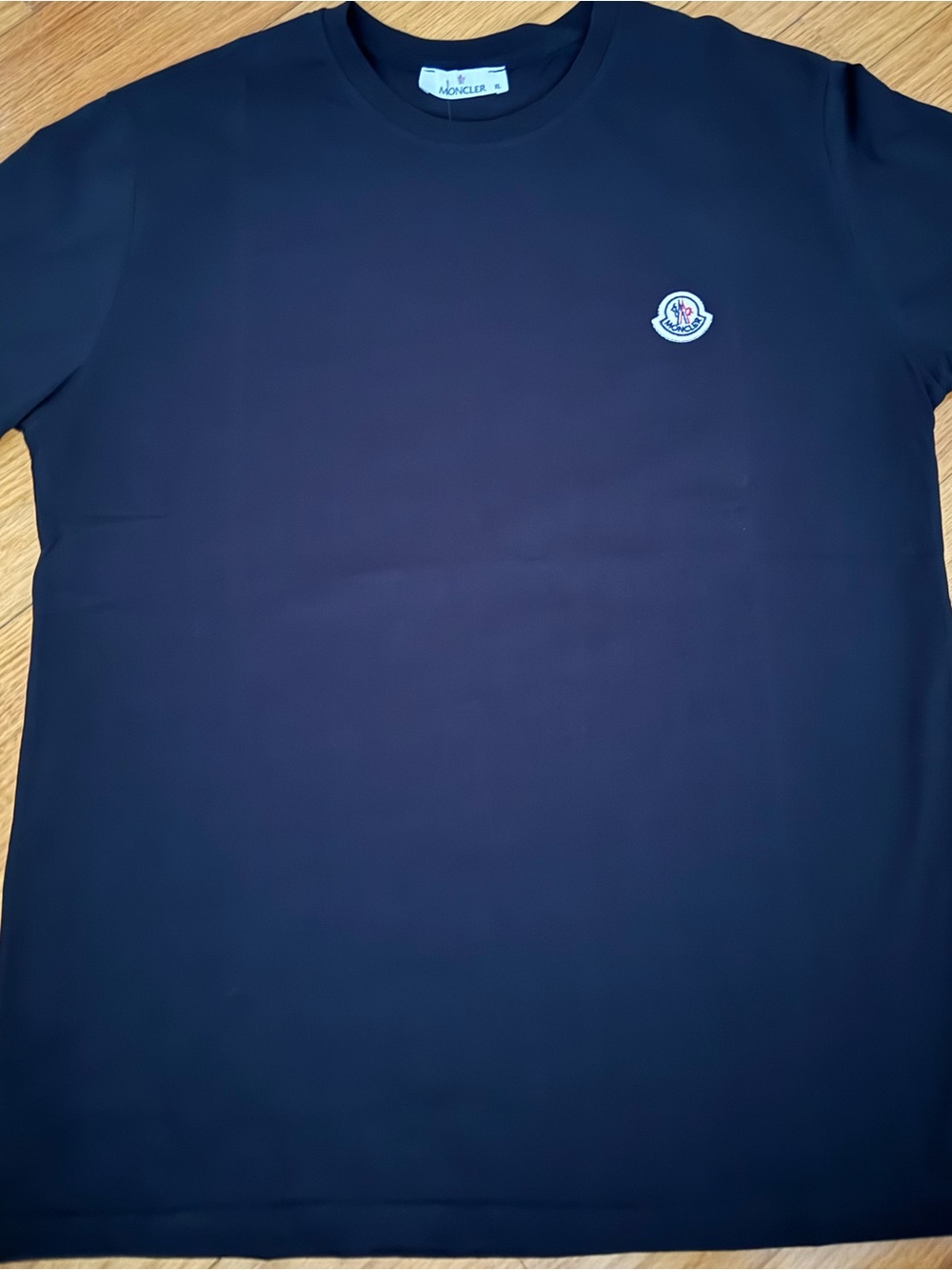 Moncler Men's black Logo Crew Neck T-shirt large slim or medium big